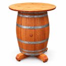 Weinfass Stehtisch mit 90 cm Tischplatte und Kreuzfuss