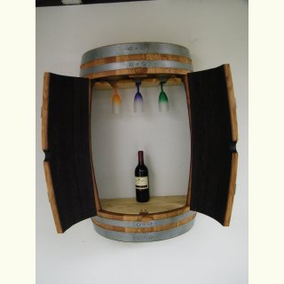 Weinfass-Hängeschrank / Barschrank mit Glashalter