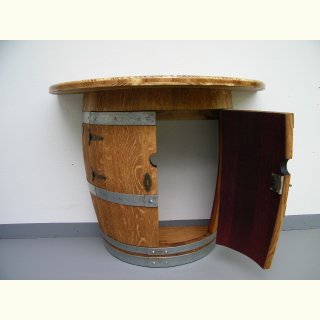 Weinfass-Dielenschrank Klein mit 80cm Halbrund Platte und Möbelschloss