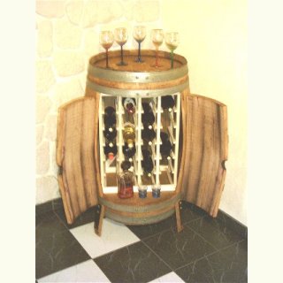 Weinfass Barfass mit Weinregal für 24 Flaschen