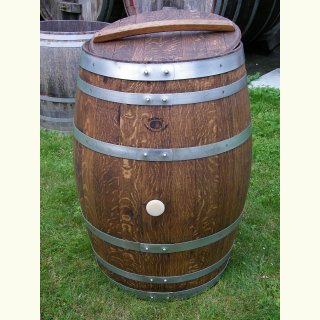 Eichenholz-Regentonne 225L "Regent" – Weinfass mit Deckel & Daubengriff, geölt & nachhaltig