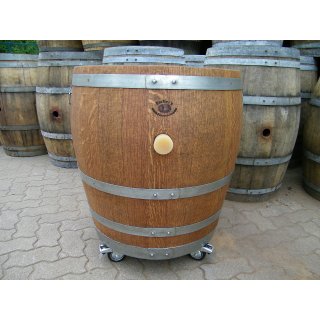 Blumenkübel als 3/4 Fassabschnitt von einem 225L Barrique Weinfass auf Lenkrollen
