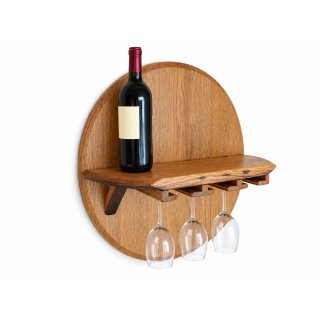 Wandregal mit Glashalter aus Barrique Weinfass Fassboden