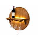 Wandregal mit Glashalter und LED aus Barrique Weinfass
