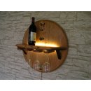 Wandregal mit Glashalter und LED aus Barrique Weinfass