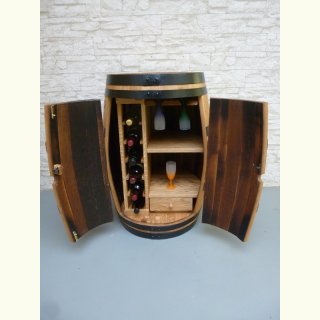 Weinfass Barfass Minibar mit Flaschenregal und Schublade