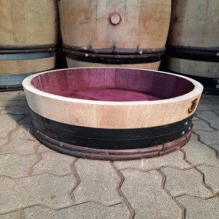 1/4 Fassabschnitt vom 228L Burgund Weinfass mit schwarzen Reifen