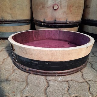 1/4 Fassabschnitt vom 228L Burgund Weinfass mit schwarzen Reifen