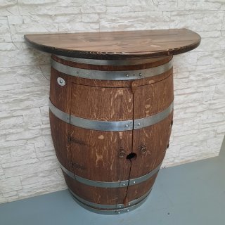 Weinfass-Dielenschrank mit 80cm Halbrund Platte und Rckwand