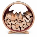 Regal für Kaminholz aus Weinfass