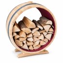 Regal für Kaminholz aus Weinfass