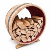Regal für Kaminholz aus Weinfass
